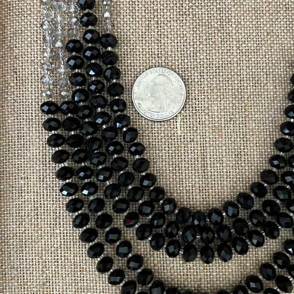 $185 NEW Black & Gray Crystal Silver Night Necklace ~Boho